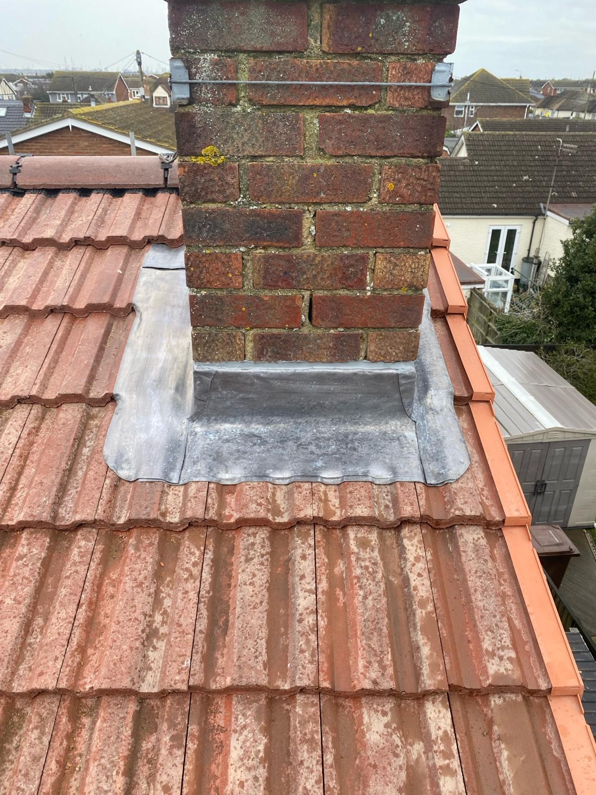Chimney flashing and leadwork repair completed by The Colchester Roofer